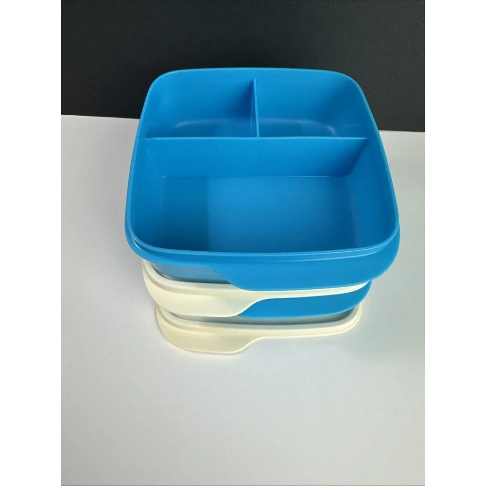 Tupperware ECO Lunch It Divided Bento Boxes Meal Prep Container Blue
